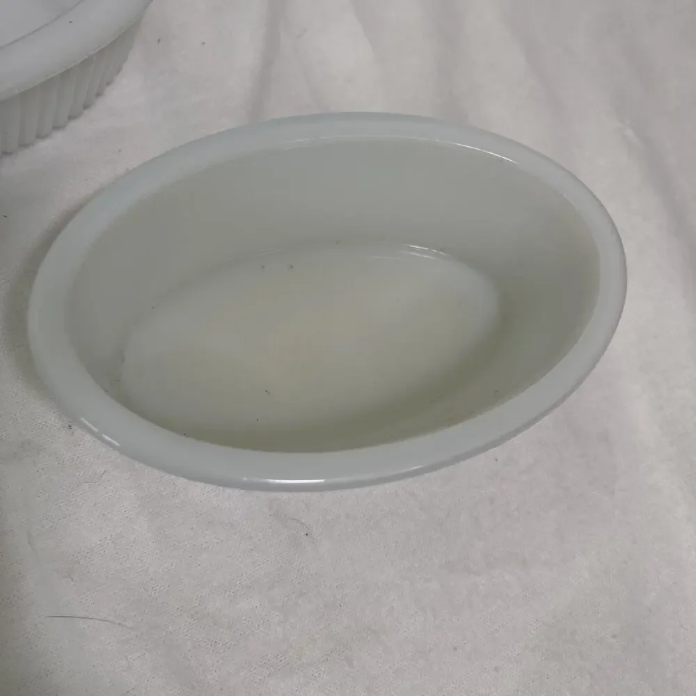 Milk Glass Oval Ramekins X3- Different Sizes and Shades.